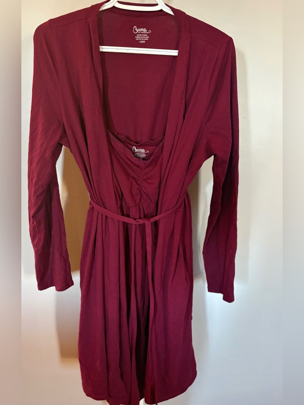 Bump in the Night Burgundy Long Sleeve Maternity/Nursing Wrap Robe